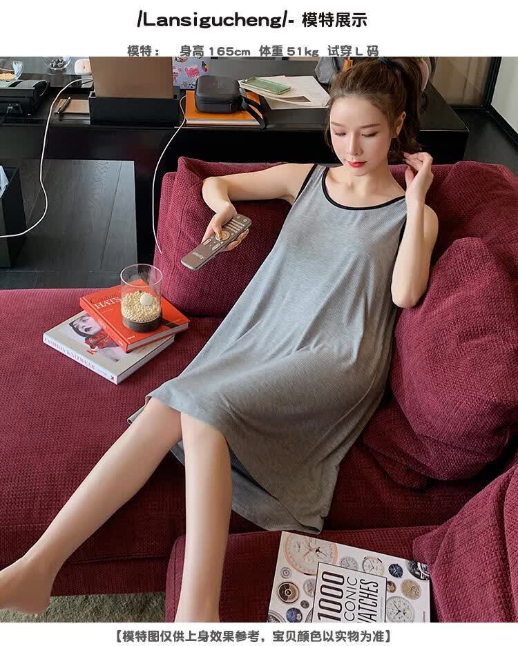 加肥加大超大码睡裙女色无袖大码300斤睡裙女夏宽松甜美背心裙中长款