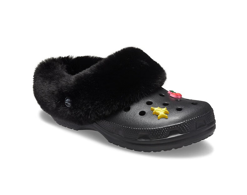 暖棉洞洞鞋卡骆驰经典猛犸智必星保暖女毛毛鞋棉拖鞋207409y 黑色-001