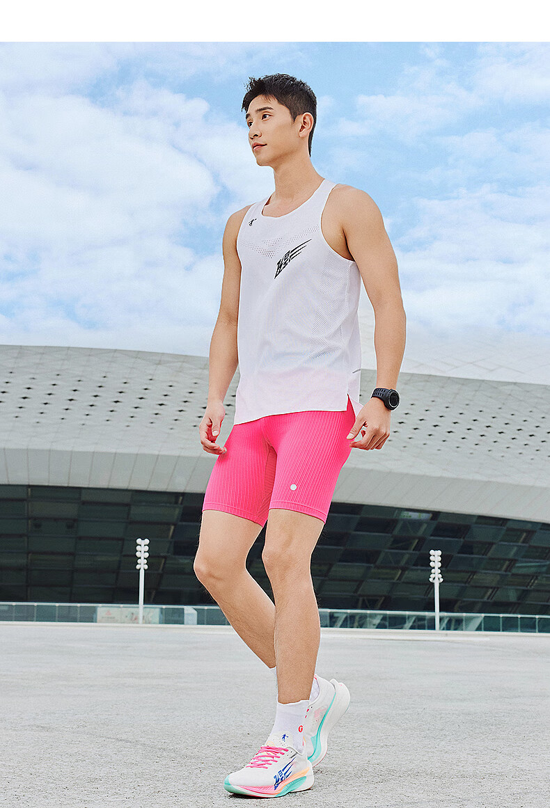 QIAODAN Men's Shorts, Semi-Elastic Sports Pants, Professional Tight-Fitting Marathon Running Five-Point Shorts, Compression Pants 6