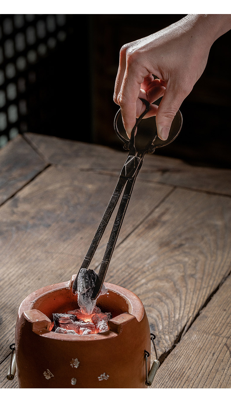 炭炉工具配件善古 手工茶道铜配件 炭夹剪筷子铲子铜火铜锤子炭炉茶炉