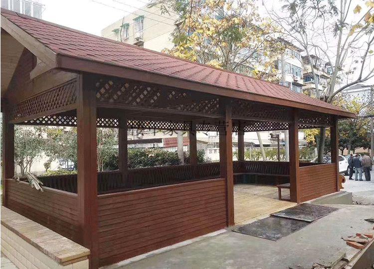 墨绩 铝合金凉亭别墅庭院实木古建长廊休闲亭简易实木亭子户外防腐木