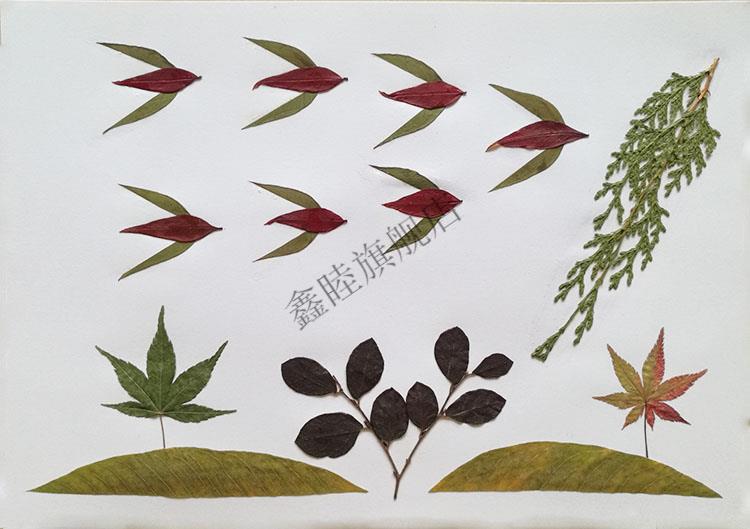 树叶子手工制作图片树叶粘贴画diy手工材料包幼儿园秋天真树叶贴画