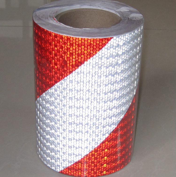 10cm黑黄红白斜纹反光条贴纸货车交通防撞警示胶带车库地贴膜20cm红白