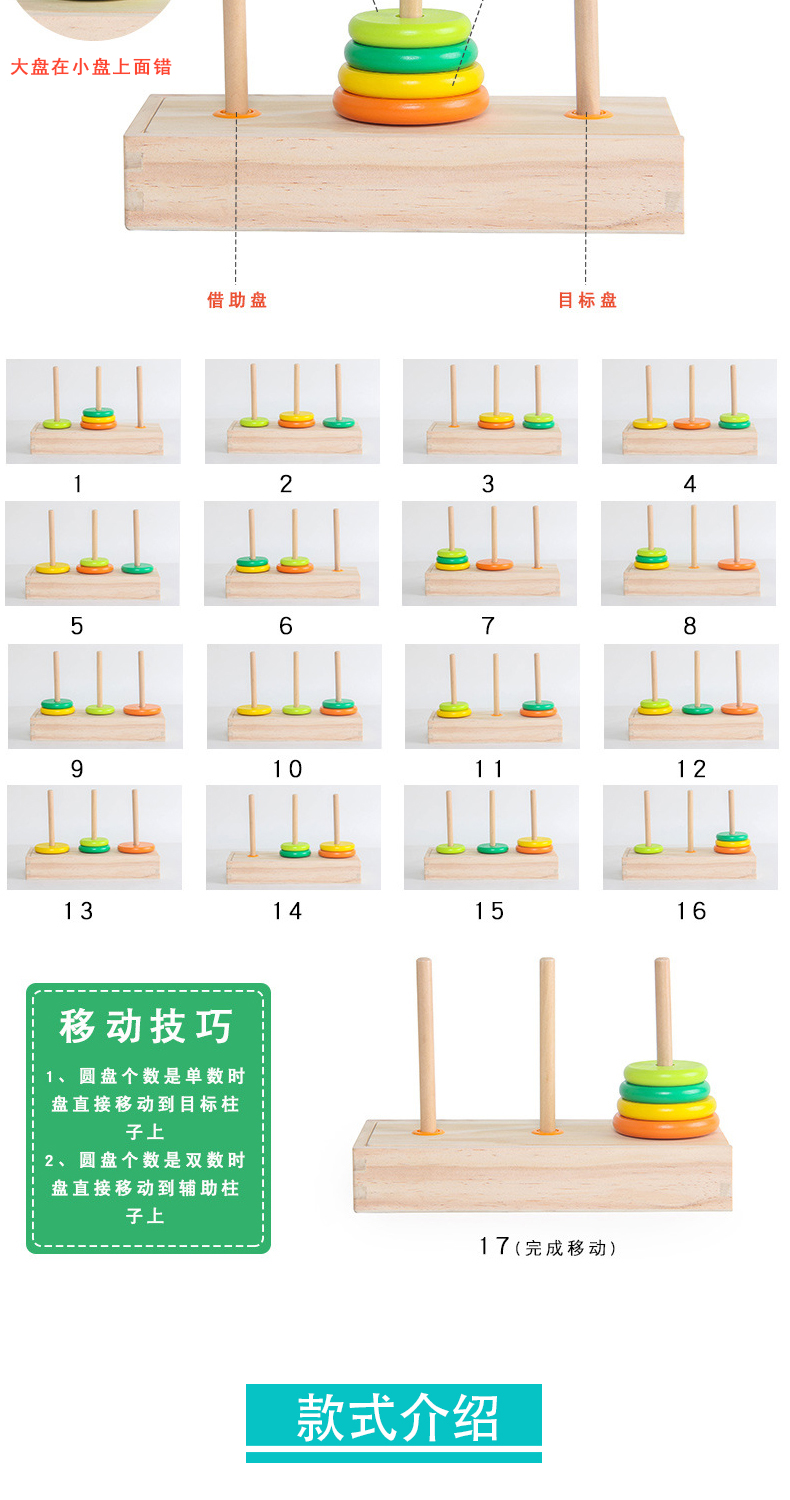 汉诺塔6层六层10阶七层九层比赛儿童学生古典游戏思维训练学校指定八8
