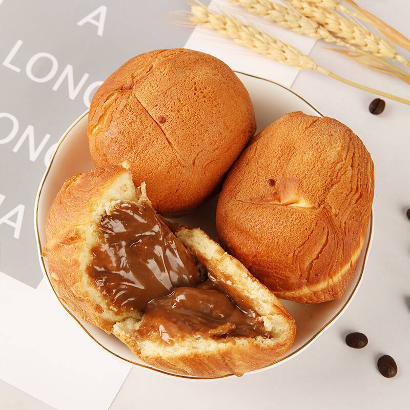 爆浆流心球面包约惠可可巧克力味泡芙芝士面包乳酸菌早餐散装牛奶球6