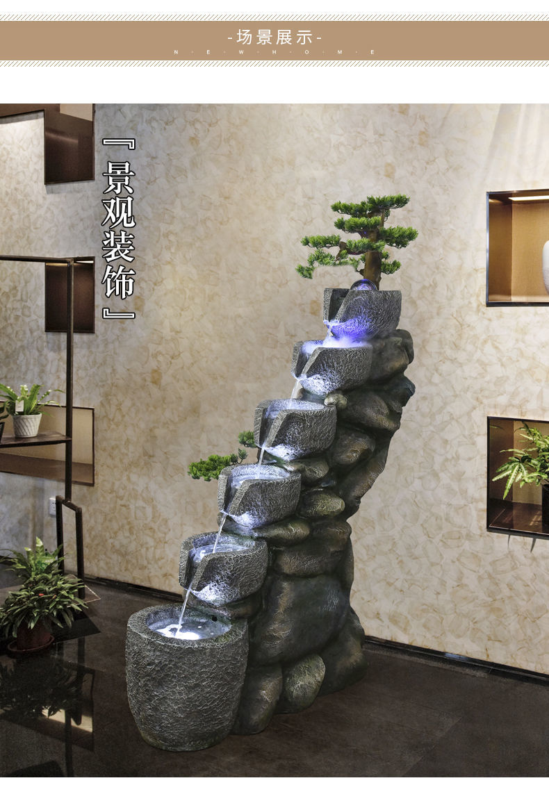 创森小米生态家居水缸假山流水喷泉鱼池阳台花园户外布置庭院循环流水