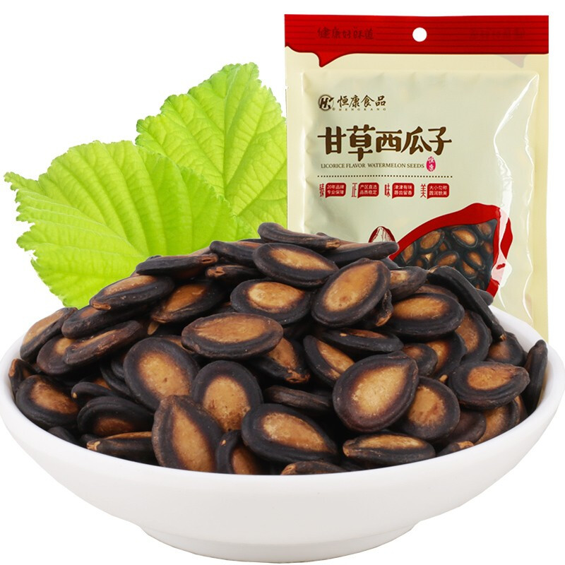恒康甘草西瓜子500g零食炒货黑瓜子甘草味甘草味