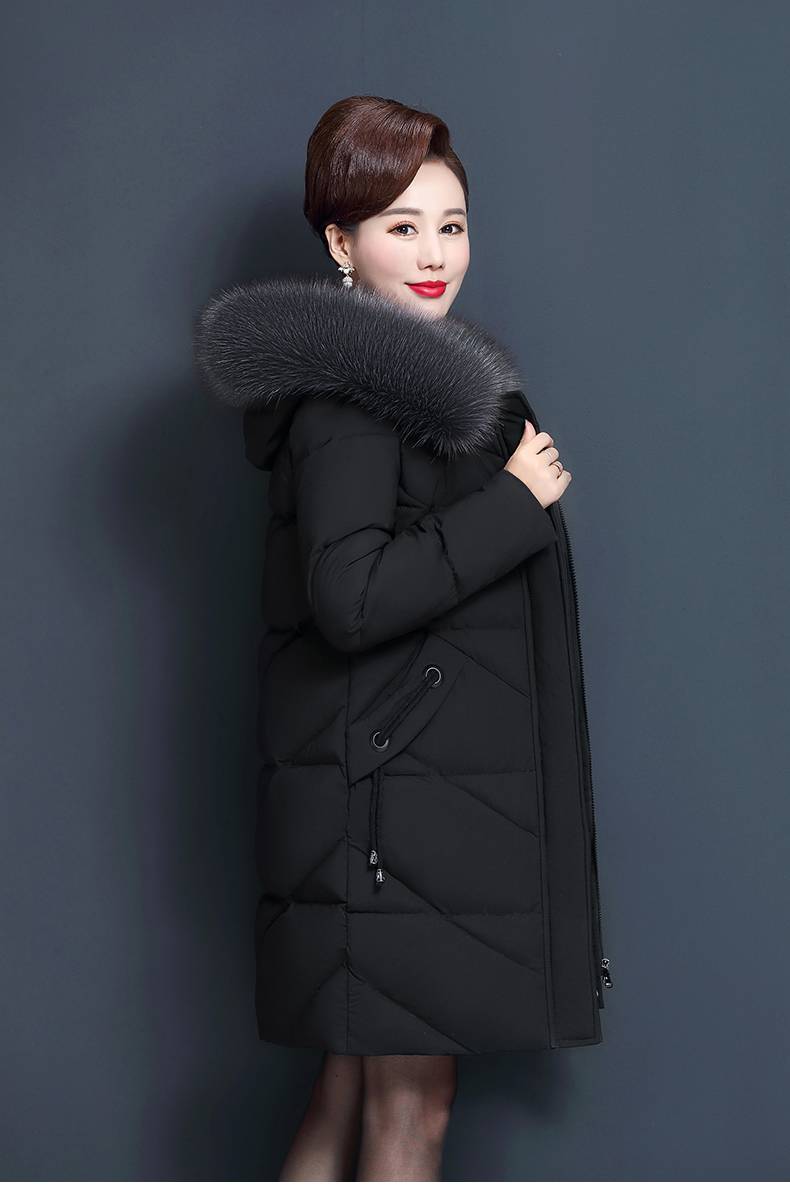 乐卉中老年羽绒服女中长款50妈妈加厚东北超厚修身型21年秋冬季冬装