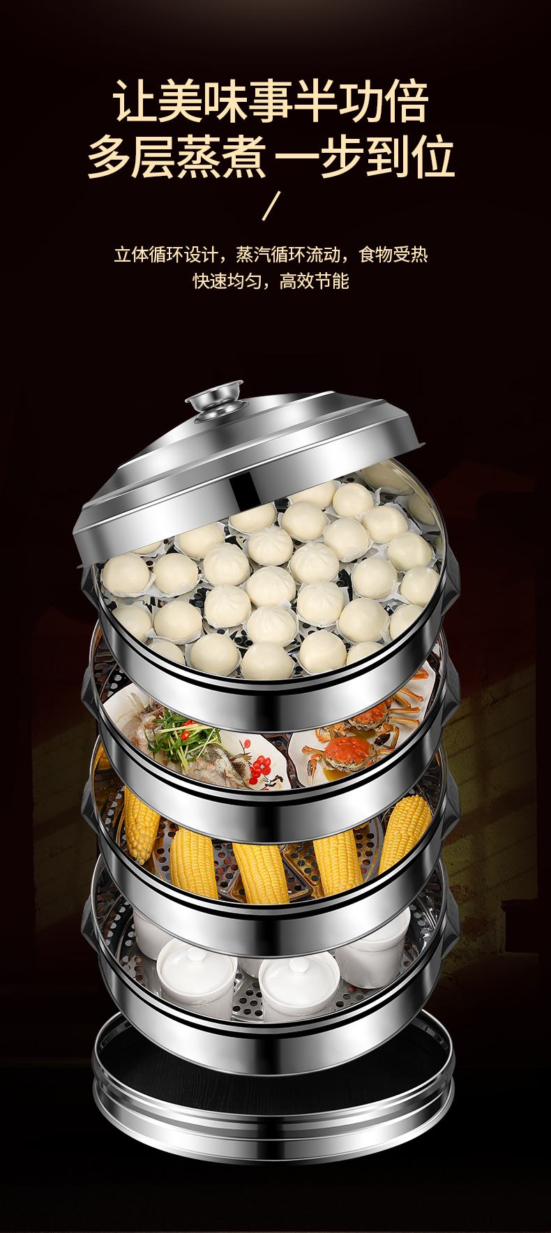 不锈钢蒸笼家用蒸屉商用蒸包子蒸馒头蒸锅笼屉多层大号大容量超大铂瑞