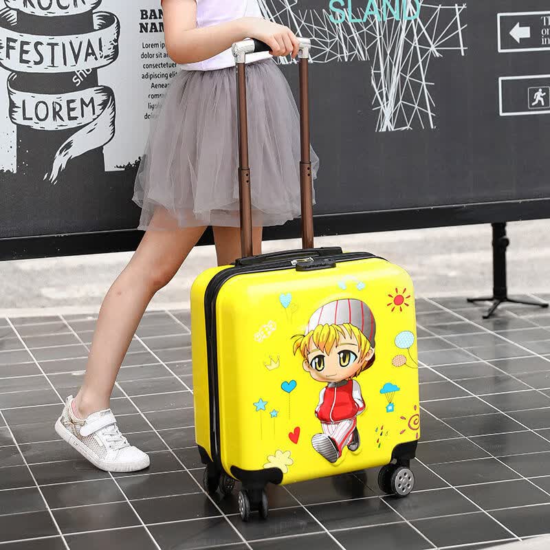 卡通儿童拉杆箱行李箱小熊小黄鸭密码箱18吋20吋登机旅行箱小猪蓝色18