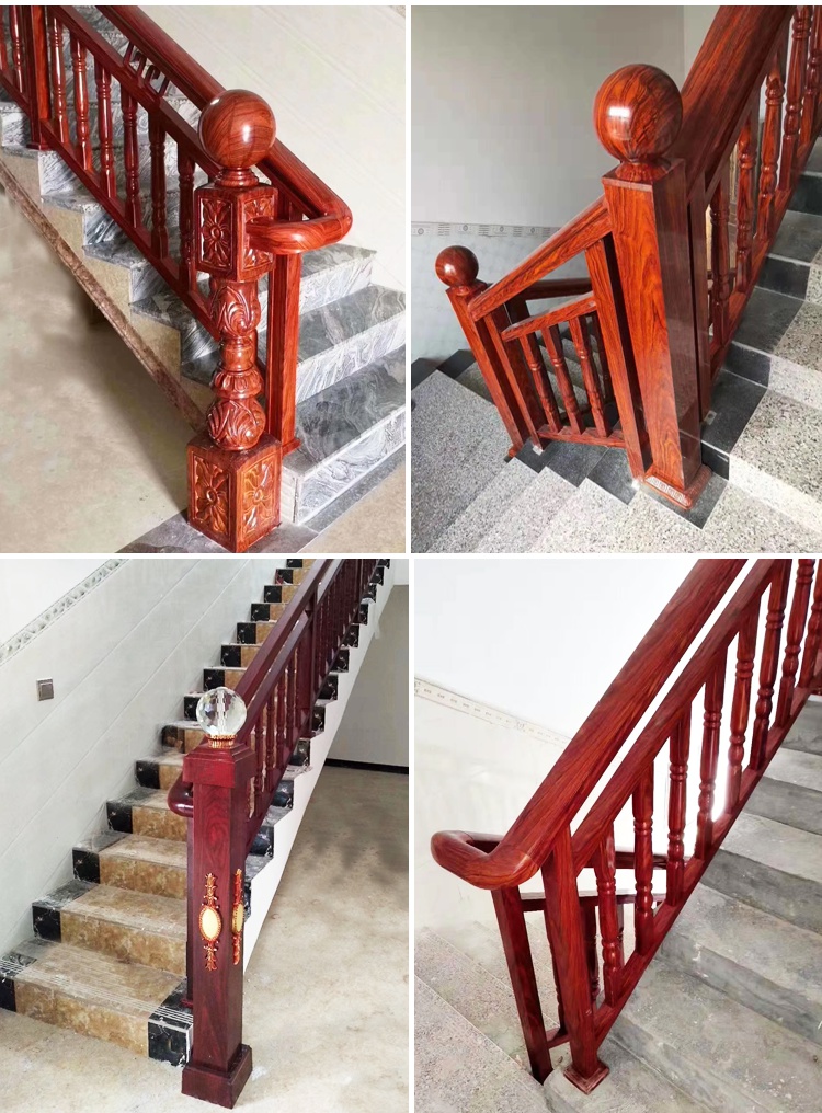 铝合金楼梯扶手室内阳台栏杆护栏中式铁艺纹楼梯玻璃扶手上门安装