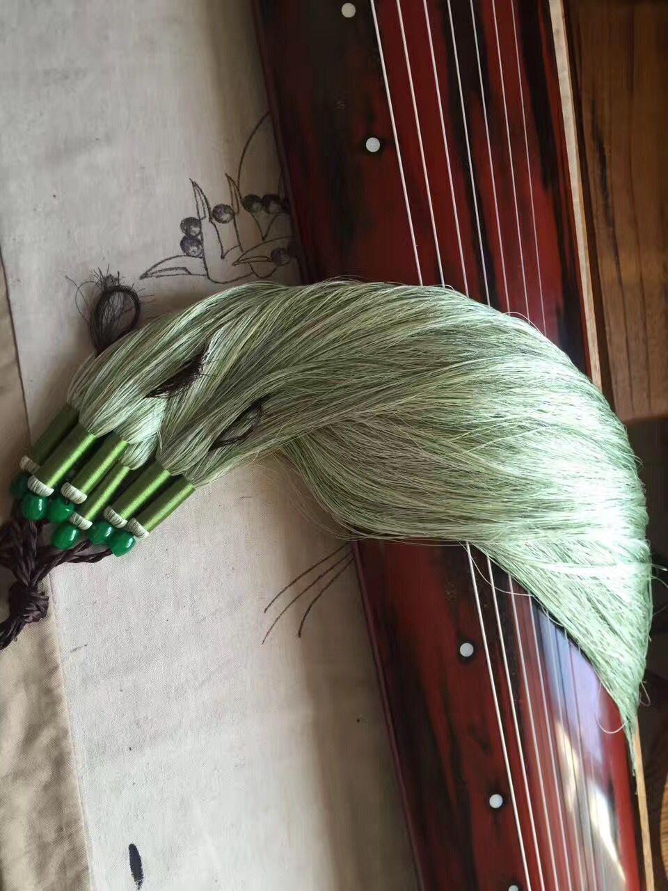 弦天阁古琴琴穗流苏通用垂坠冰丝琴穗千丝穗真丝古琴装饰配件银灰色