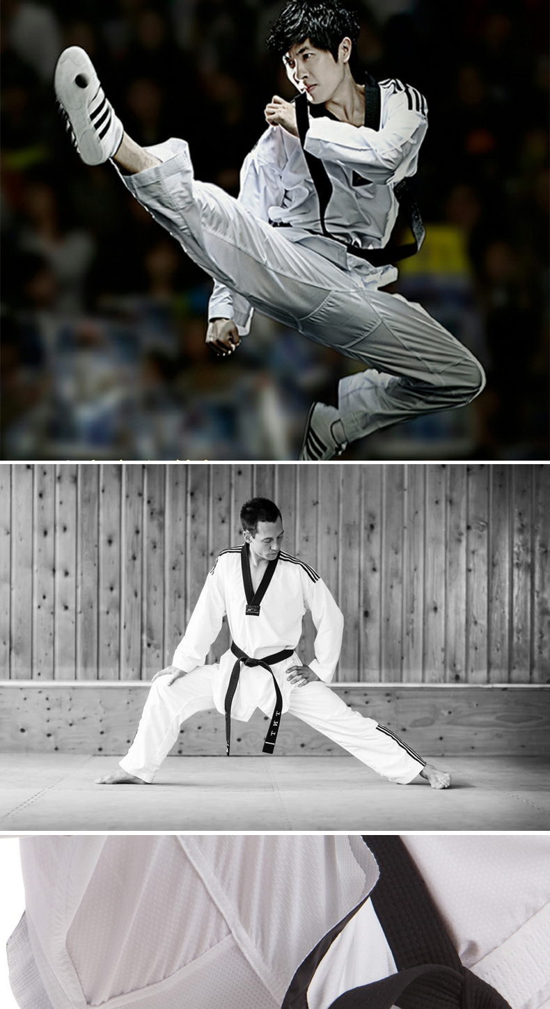 跆拳道道服纯棉成人教练表演跆拳道服战斗服男女抬跆拳道服装训练服