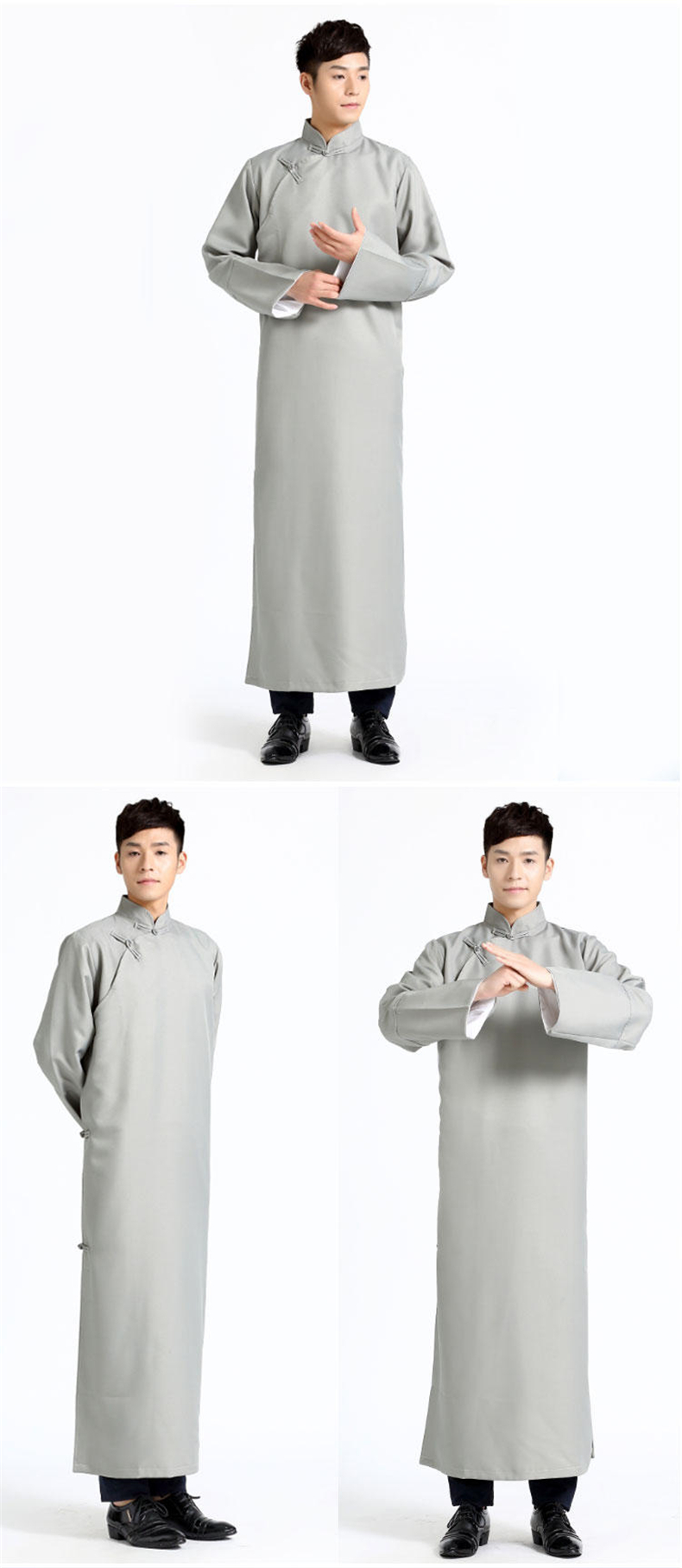 长衫大褂相声服八路军组织特派员民国教师表演出服装黑色三件套l170cm