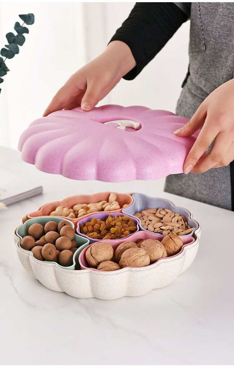 家用干果盘塑料糖果色客厅茶几收纳水果盘小吃盘干果零食盘网红北欧粉