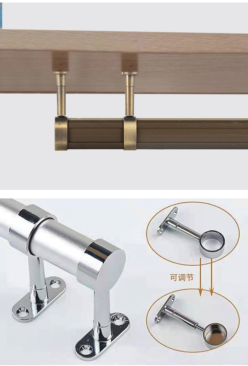 加厚衣柜挂衣杆托衣杆底座可调节吊通座法兰座圆管家用五金固定配可调