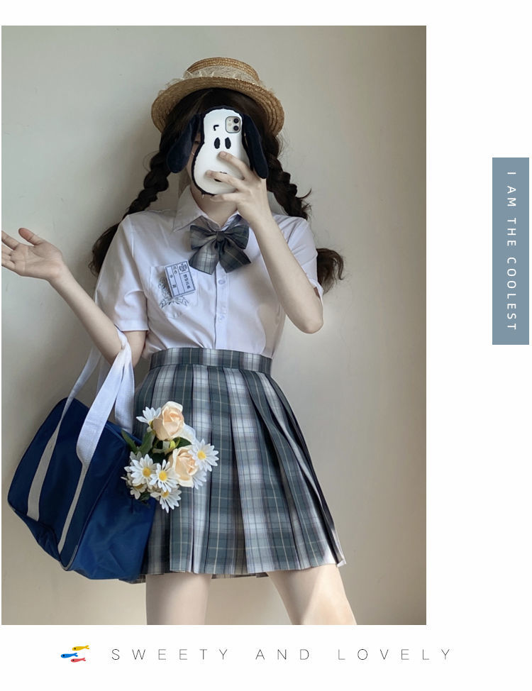 jk制服格裙校供学生百褶裙女夏季半身短裙42cm裙领结衣架名扎s