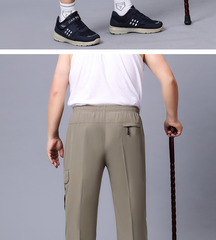 夏季老年人男士穿的七分裤老头老爷爷中老年男宽松运动短裤爸爸松紧腰