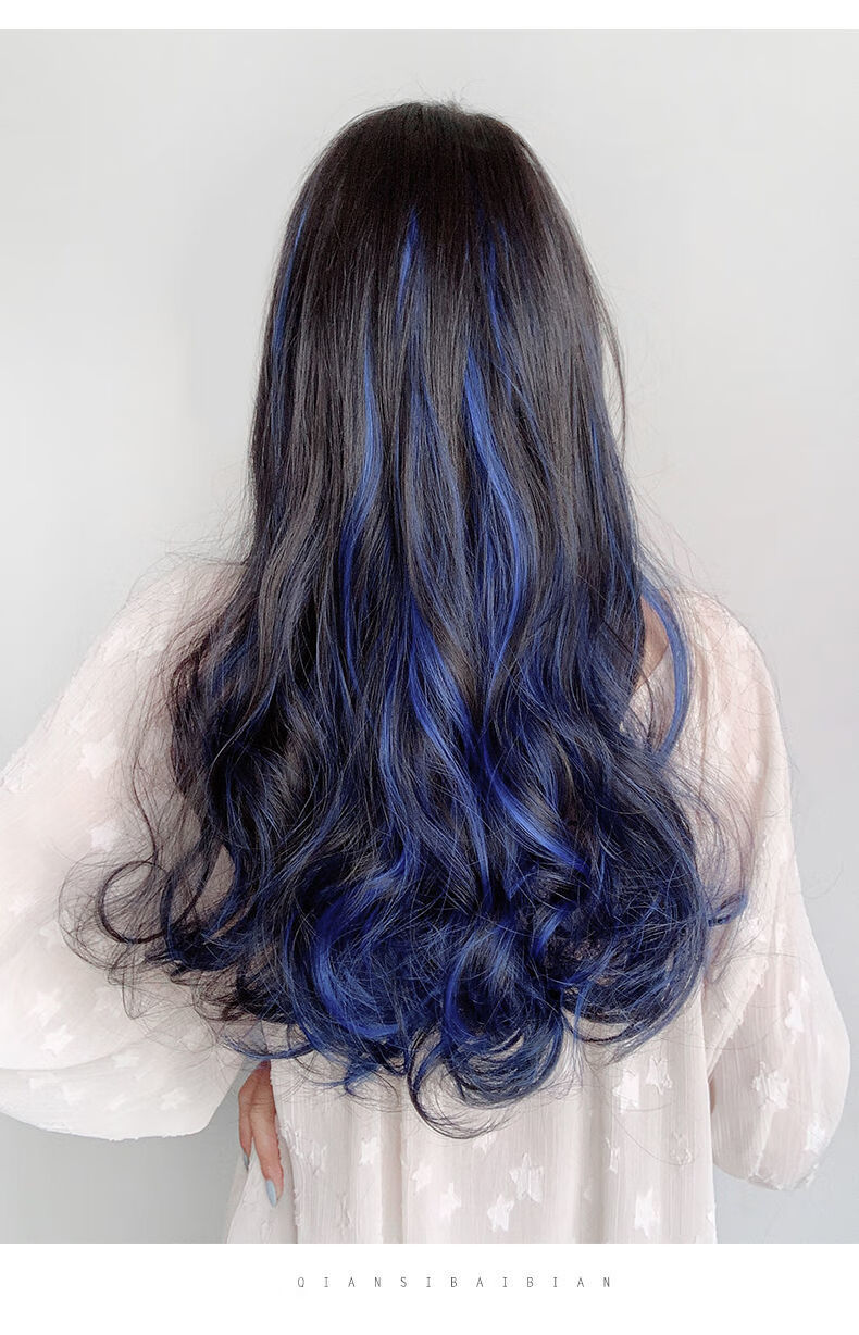 世雅挑染渐变彩色卷发片一片式假发女长卷发大波浪无