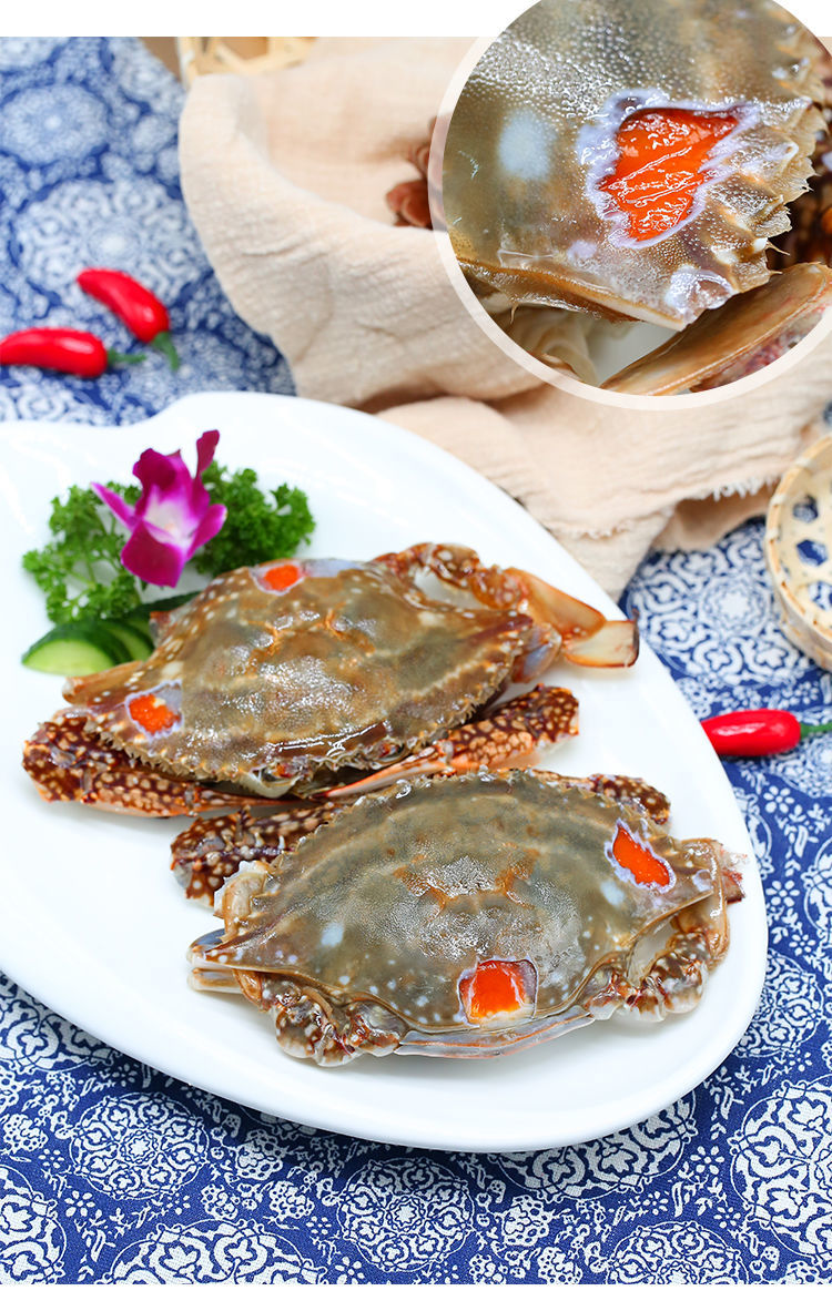 源外园红膏呛蟹舟山宁波鲜活腌制生吃整只即食梭子蟹炝蟹淡膏23两只4