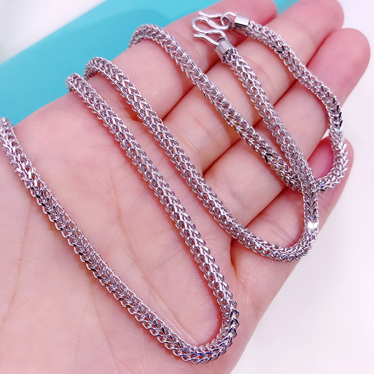 男士白金项链龙骨链盘龙链素链男款生日七夕礼物4742g60cm宽约40mm