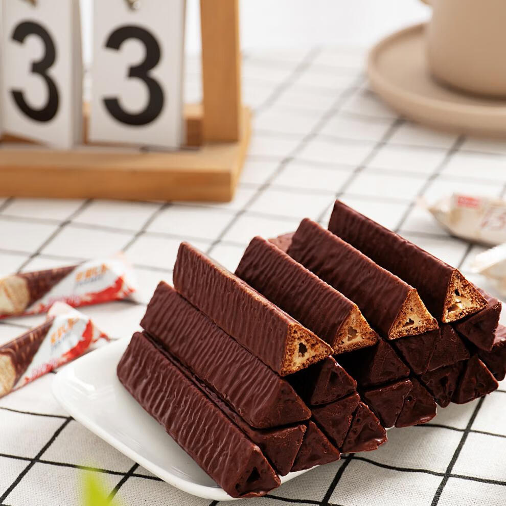 预售金芙巧克力角零食休闲小吃夹心饼干能量棒威化夹心巧克力饼干220g