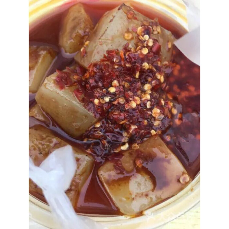 天津美食小吃王老爹绿豆生焖子1份带麻酱二月二吃焖子