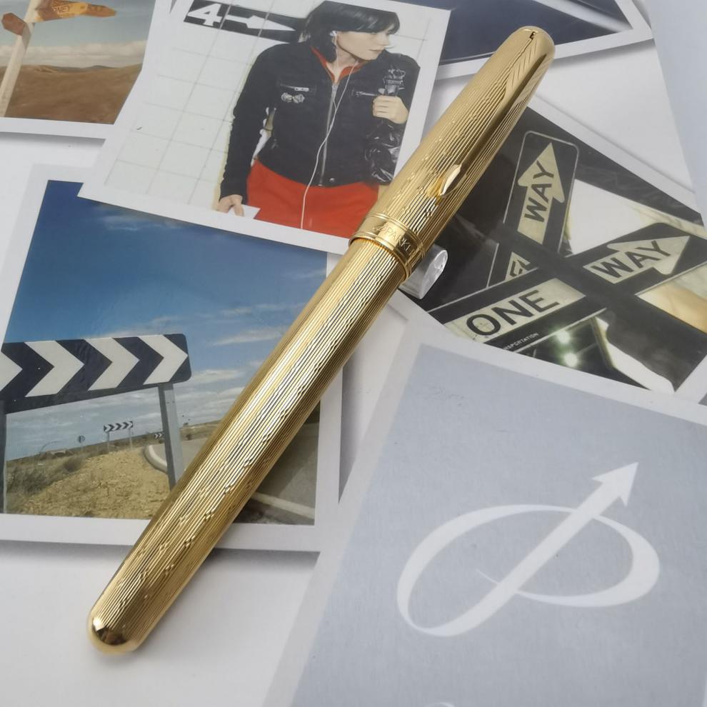 优选parker派克钢笔卓尔纯银格子黑格子纹金夹红宝石18k金尖送礼商务