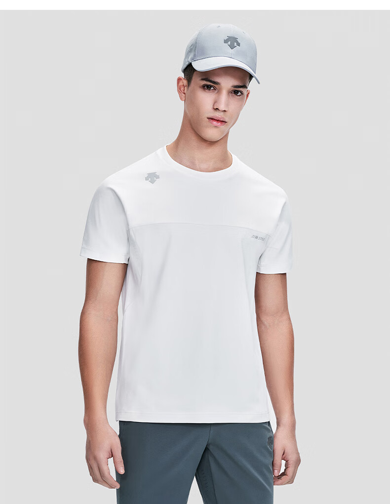 descente迪桑特训练休闲男子针织短袖t恤春款短td2131tts51白色wt2xl