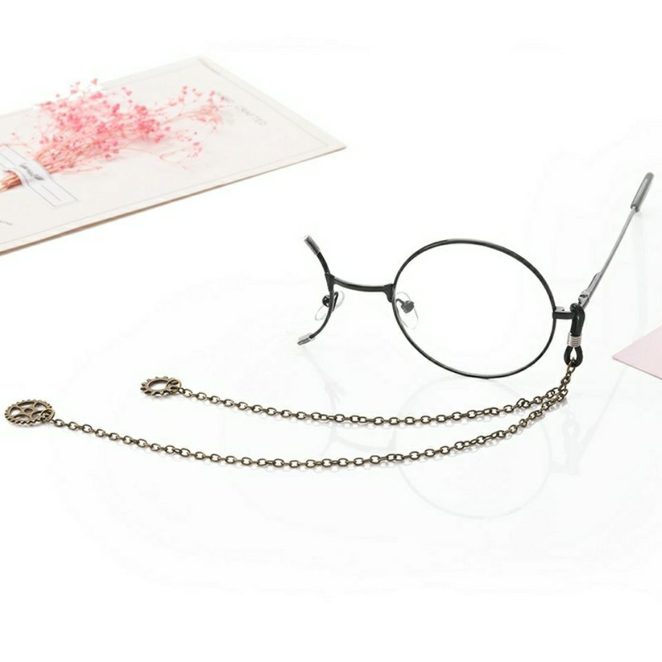 妸蕴单片眼镜日系复古风齿轮单边眼镜洛丽塔圆框平光文艺眼镜镜 左眼