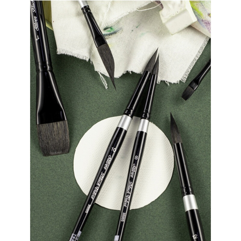 黑天鹅水彩笔全套美国blackvelvet松鼠毛圆头尖头水彩画笔绘画毛笔