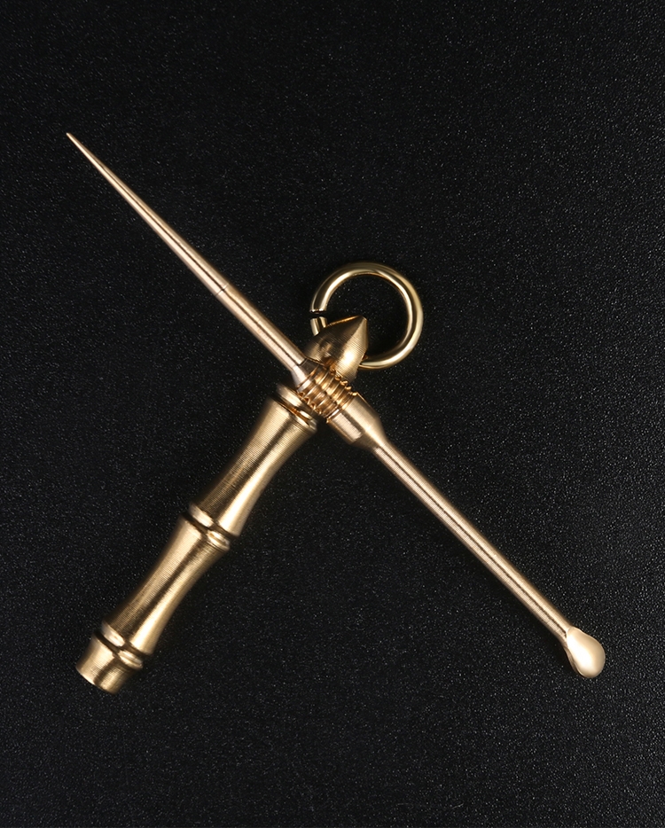 黄铜牙签耳勺一体棒随身防身不锈钢发射器剔牙神器针金属掏牙多功能