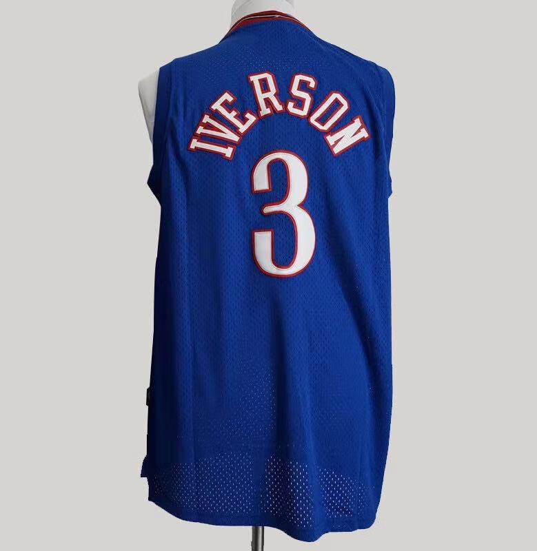 腾讯体育nba费城76人队3号阿伦艾弗森球衣球裤套装男女复古刺绣