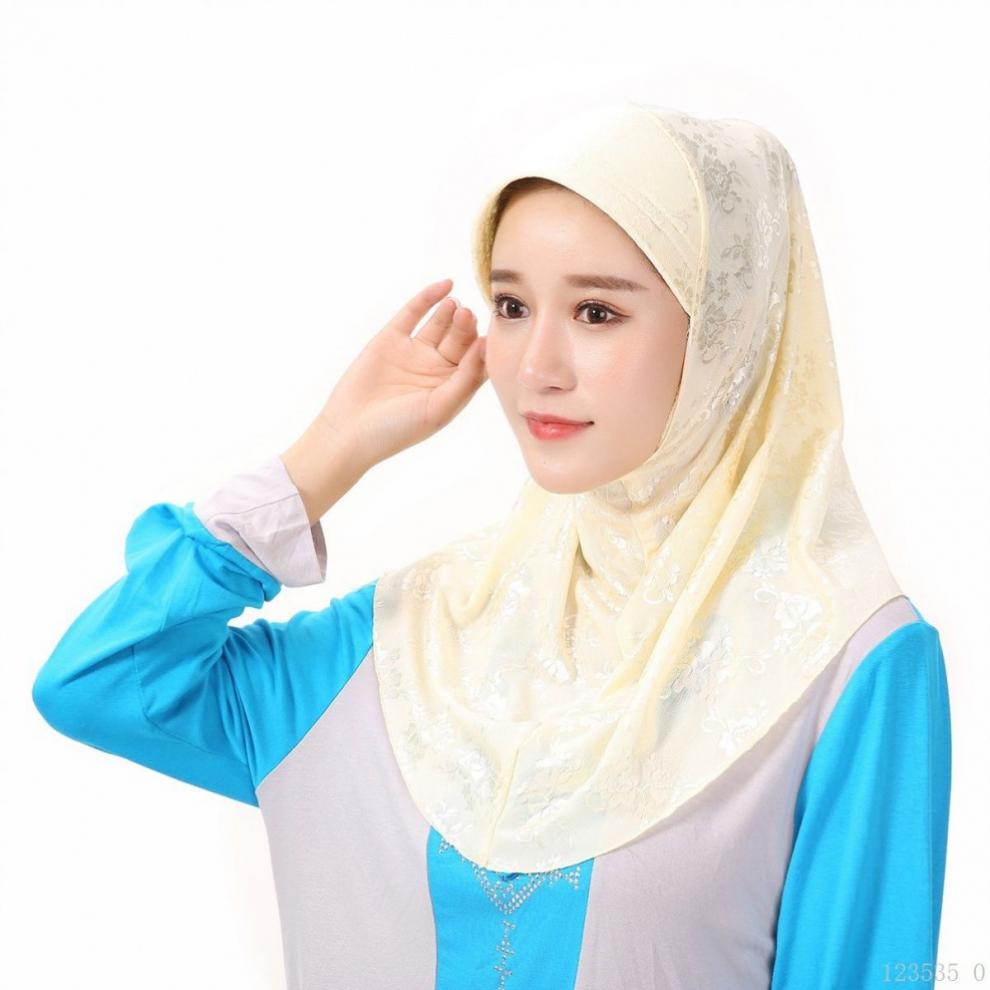 优桓 回族女人的套头纱巾海绵软帽檐回民盖头套头头巾回族女士方便