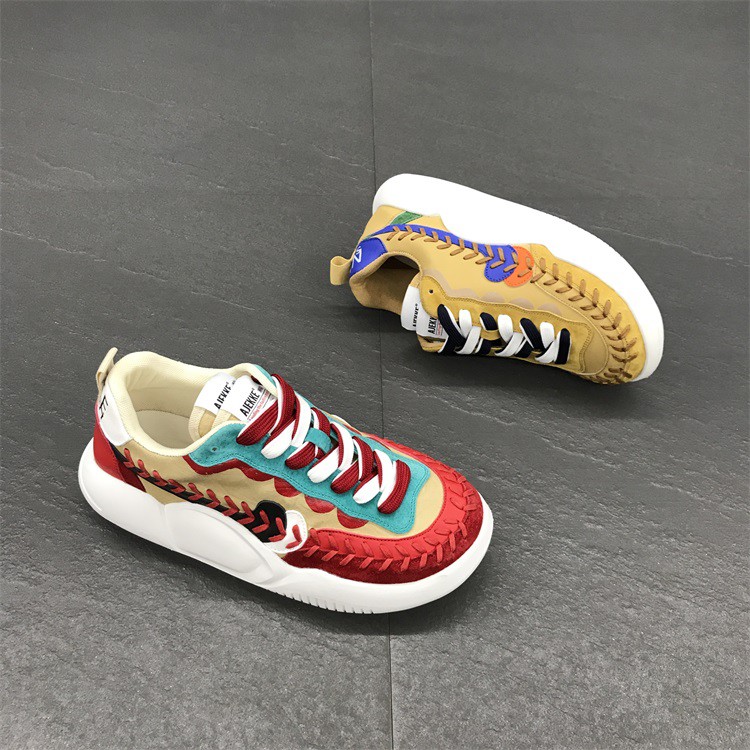 小丑鞋春季新款低帮皮面轻质休闲软底小丑憨憨面包大头松糕鞋男网红