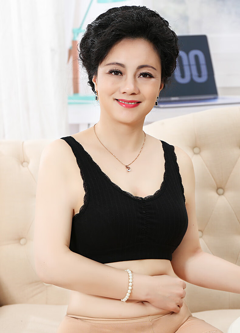 北极绒妈妈内衣背心式文胸无钢圈老人美背老年人背心女胸罩中年女性2