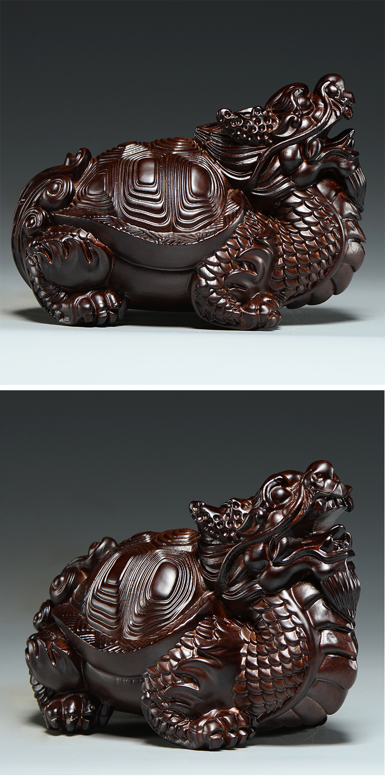 杞瑾木龙龟木质龙头龟玄武雕刻摆件家居客厅办公室装饰红木工艺品精雕