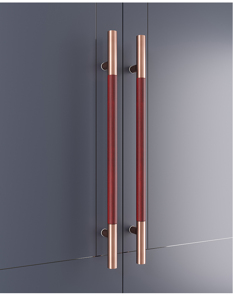 pws 轻奢极简玻璃门把手豪华酒店别墅包厢对装推拉实木大门拉手胡桃色