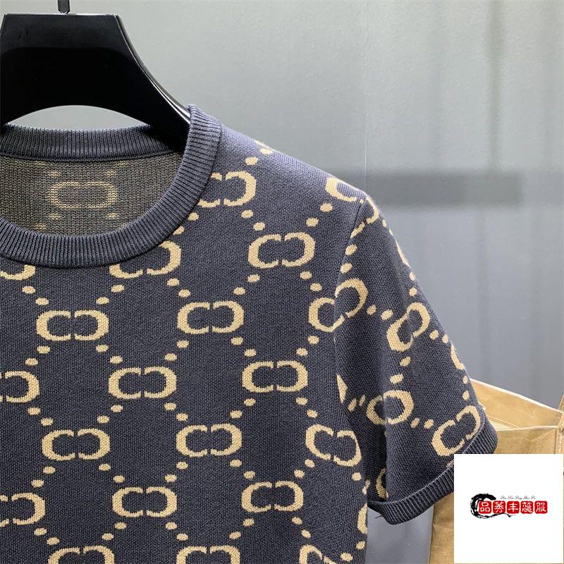 字母圆领加厚修身潮流打底半袖针织衫灰色灰底黄字3xl建议158175斤