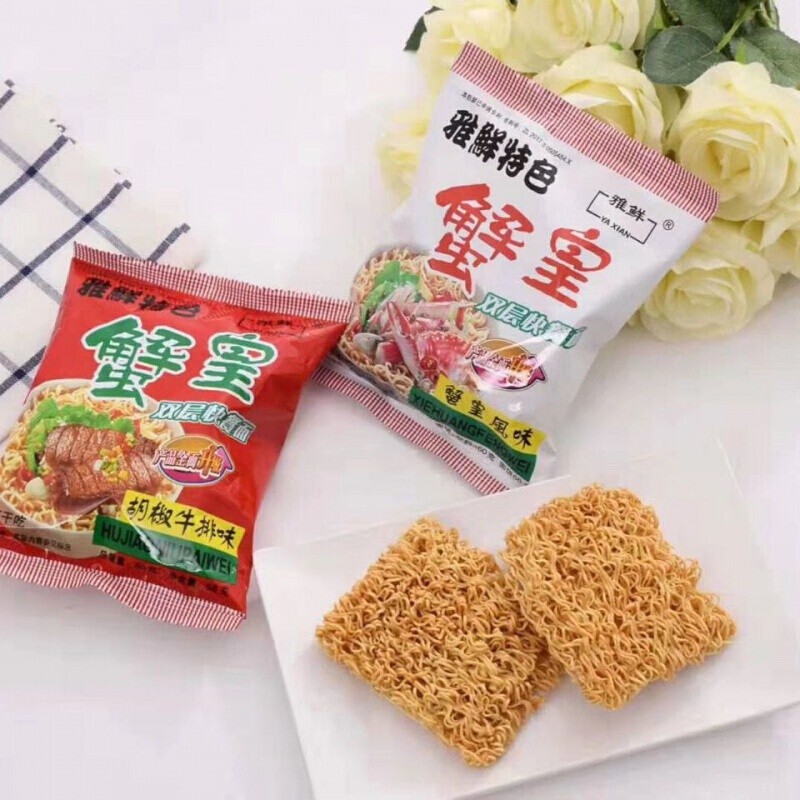 雅鲜蟹黄干脆面方便网红方便面双层面饼整箱12袋60g童年回忆食 蟹黄