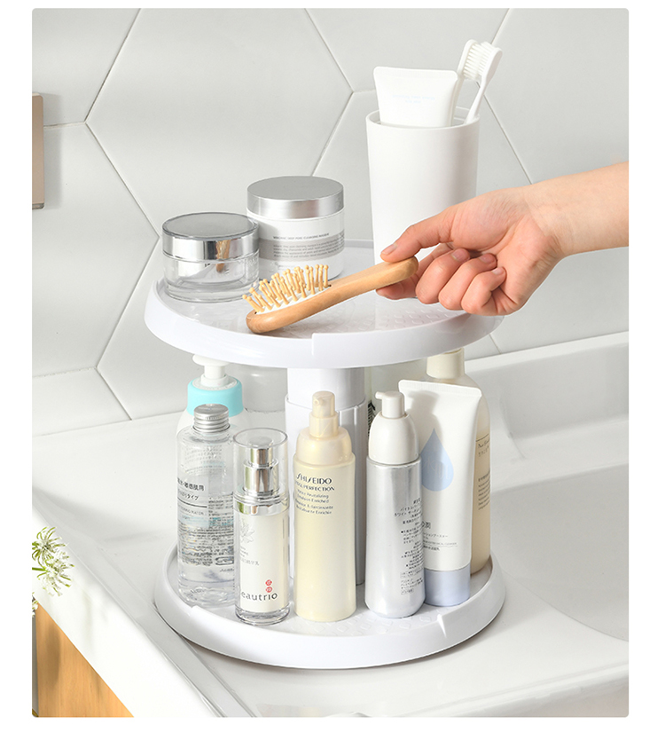 新品可旋转托盘转盘日本双层可调节旋转托盘收纳架厨房调料瓶调味罐