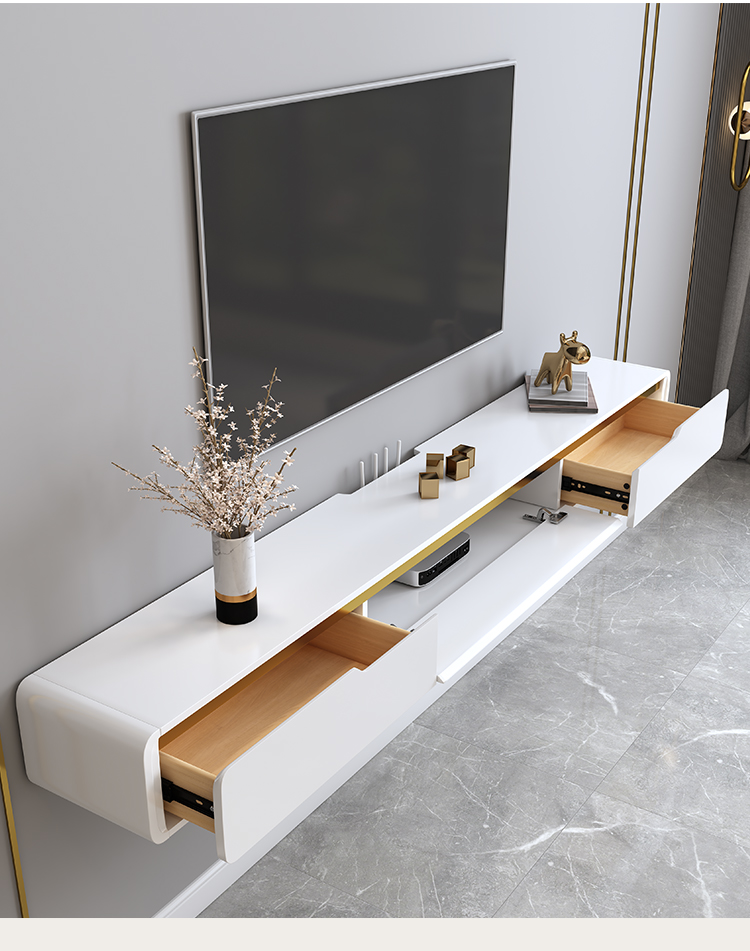 悬空电视柜约轻奢壁挂式挂墙吊柜小户型悬挂客厅置物架超窄10黑色12米