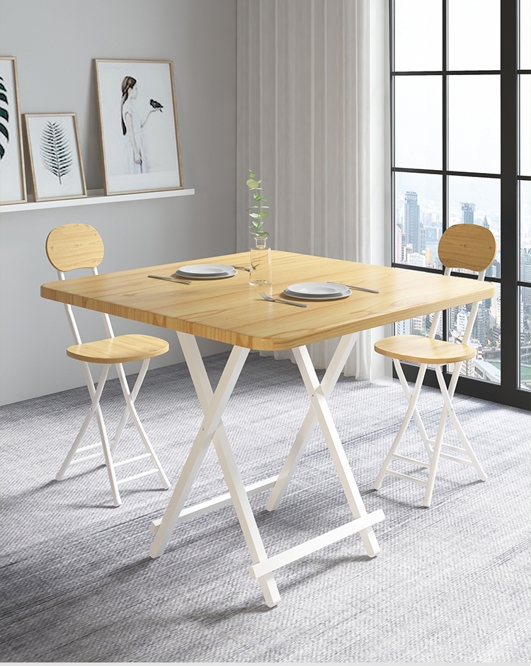 可收缩餐桌带转盘小型餐桌可收缩客厅吃饭的桌子家用木桌子正方形可