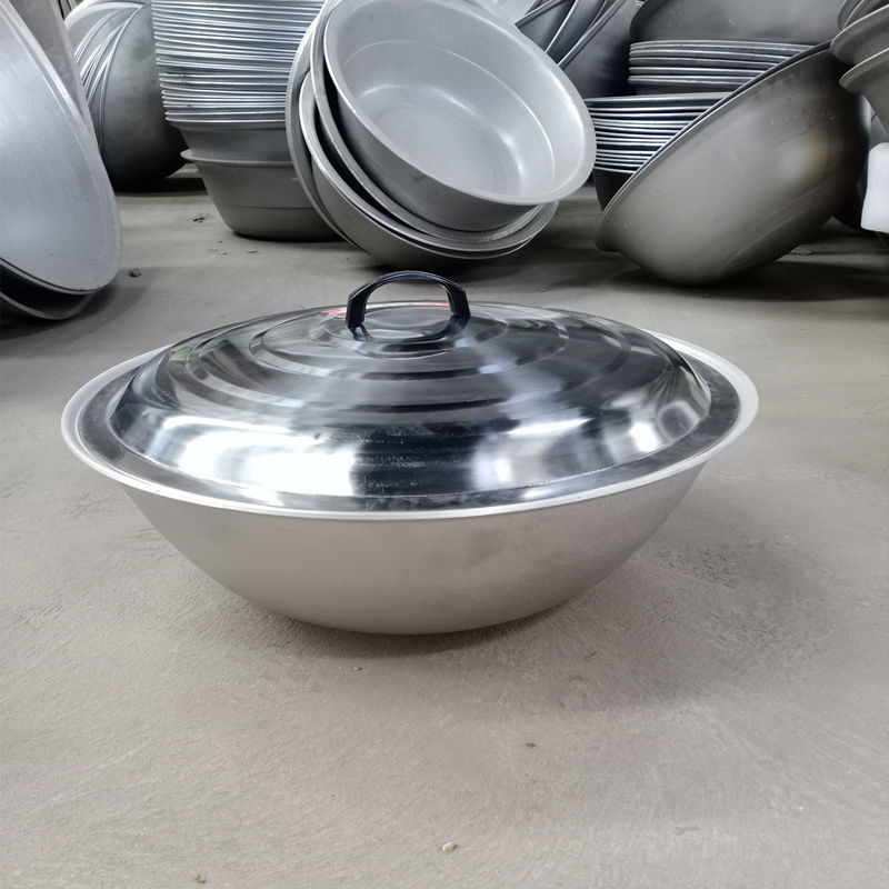 纯铝锅大容量超大炒菜锅老式手工家用商用加厚农村大铝锅外径56厘米盖