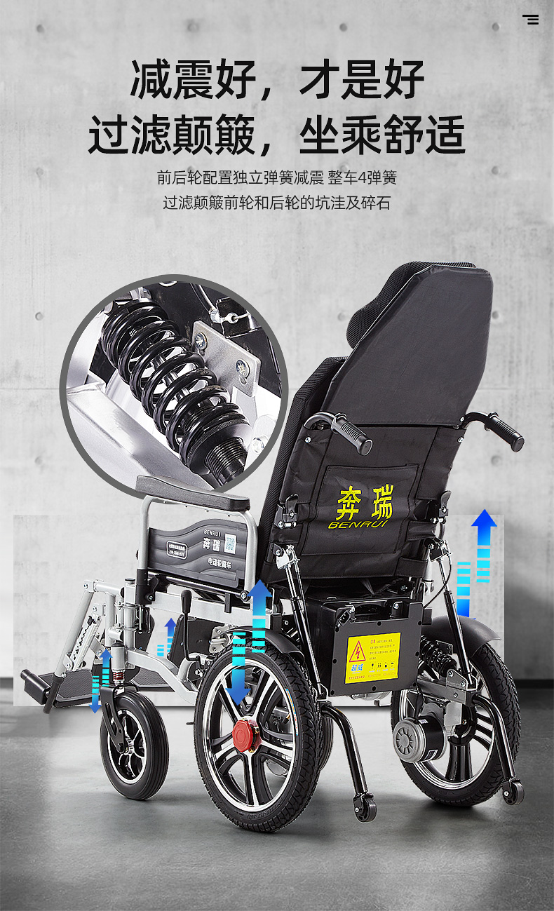 奔瑞电动轮椅车折叠轻便老人老年残疾人智能全自动双人四轮代步车 20