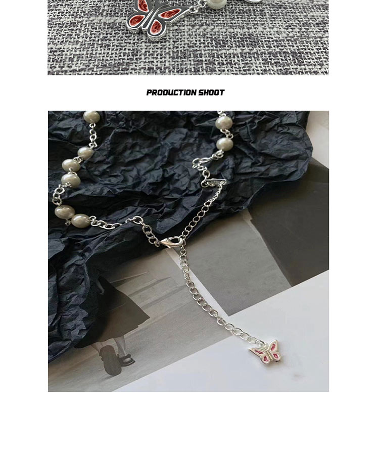 权志龙同款项链张艺兴权志龙同款雏菊蝴蝶珍珠项链男潮设计感小众嘻哈