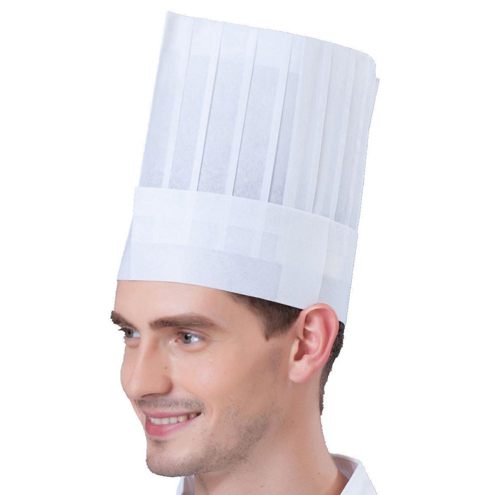 君吻 厨师帽帽子无纺布厨师帽纸帽厨师帽高帽厨房帽子透气加厚 【加厚