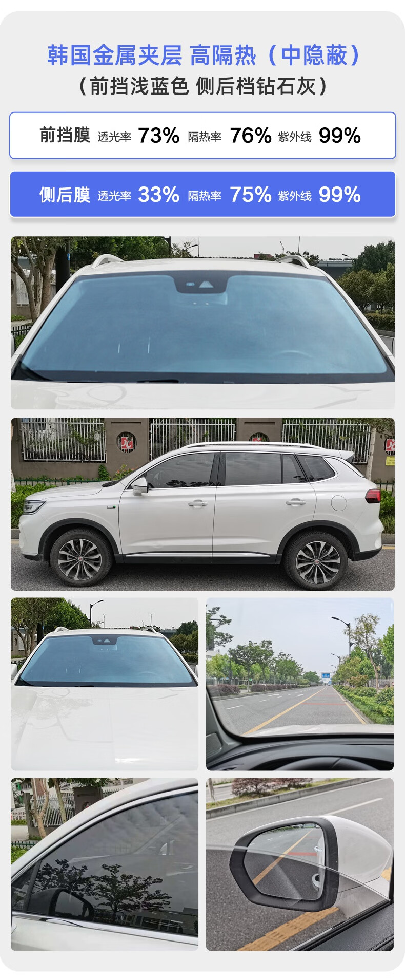 汽车全车防爆膜贴膜高隔热太阳膜防爆防晒车窗自贴膜前挡风玻璃膜隐私