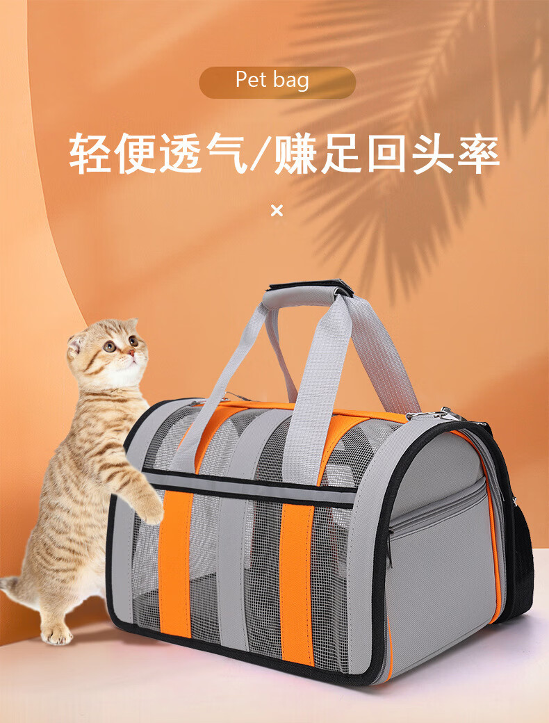 宠物包网布单肩手提包猫包猫咪外出包大空间便携舒适透气猫包 绿色 小号【约0.7kg/个】