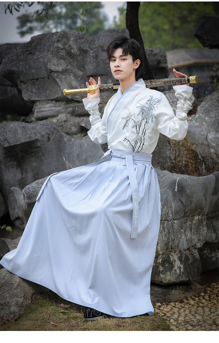 督型汉服男仙气中国风大码古装帅气复古书生学生春夏季班服d款套装